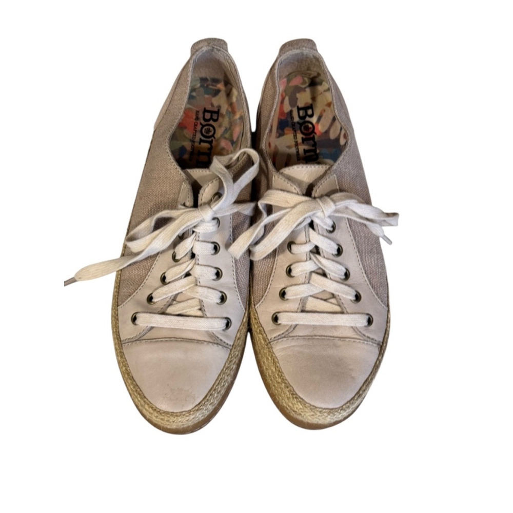 Born Women’s Natural Canvas/Leather Lace up Corfield Sneaker Size 9M - Picture 5 of 8